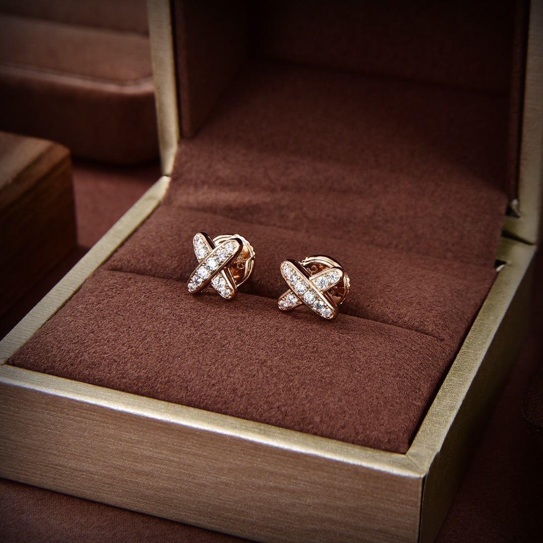 [Elara]JEUX DE GOLD DIAMOND EARRINGS