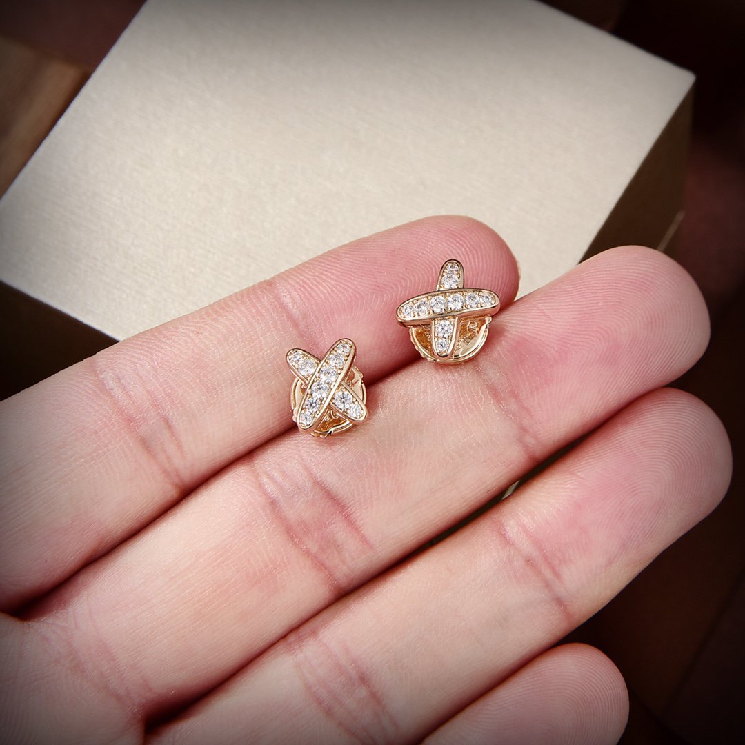 [Elara]JEUX DE GOLD DIAMOND EARRINGS