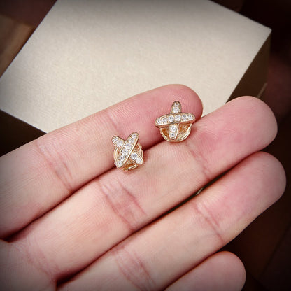 [Elara]JEUX DE GOLD DIAMOND EARRINGS