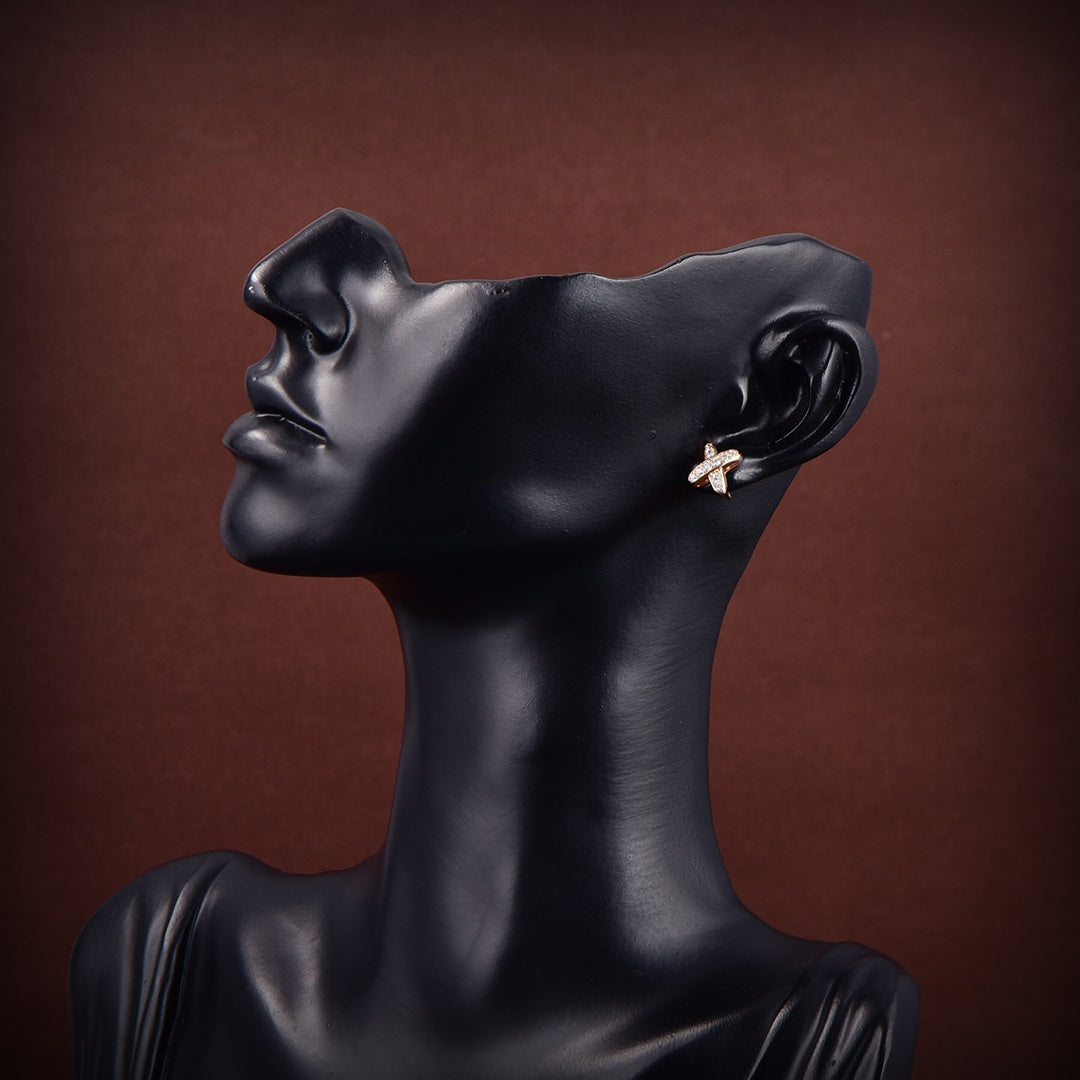 [Elara]JEUX DE GOLD DIAMOND EARRINGS