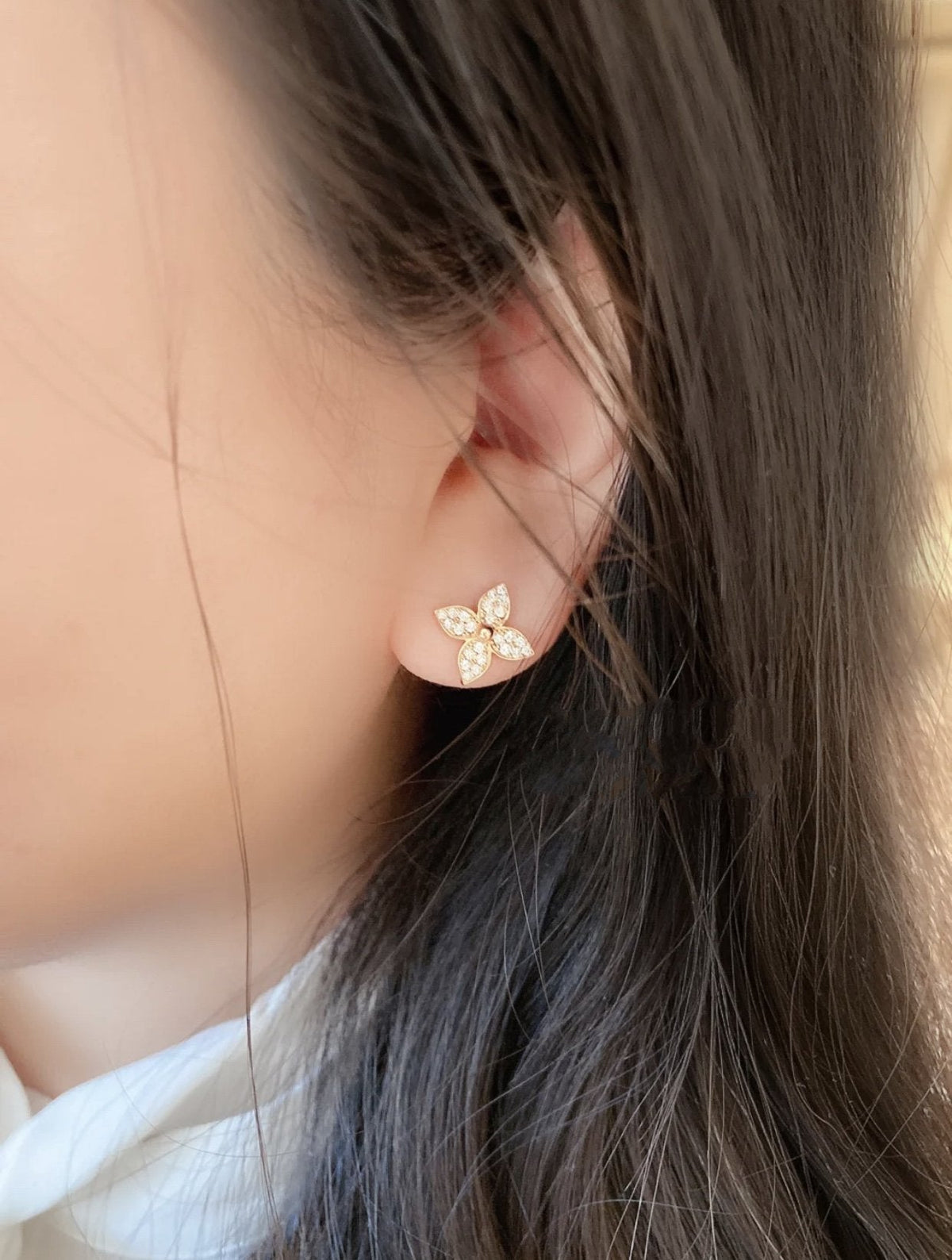[Elara]STAR BLOSSOM STUD EARRINGS ROSE GOLD DIAMONDS