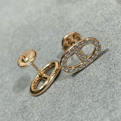 [Elara]HM FULL DIAMOND PIG NOSE STUD EARRINGS