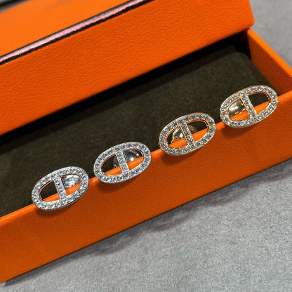 [Elara]HM FULL DIAMOND PIG NOSE STUD EARRINGS