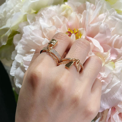 [Elara]HM KELLY CLOCHETTE DOUBLE RING IN  WITH DIAMONDS