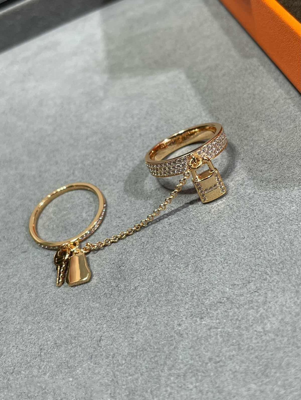 [Elara]HM KELLY CLOCHETTE DOUBLE RING IN  WITH DIAMONDS