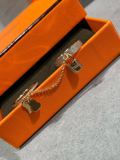 [Elara]HM KELLY CLOCHETTE DOUBLE RING IN  WITH DIAMONDS