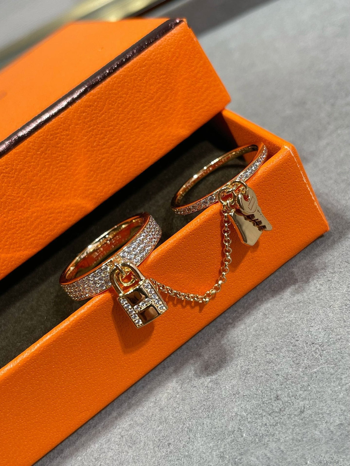 [Elara]HM KELLY CLOCHETTE DOUBLE RING IN  WITH DIAMONDS