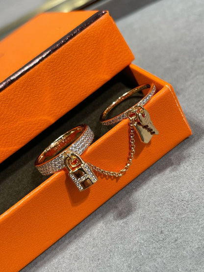 [Elara]HM KELLY CLOCHETTE DOUBLE RING IN  WITH DIAMONDS