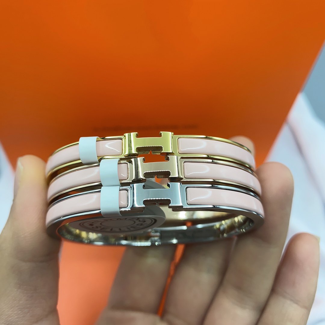 [Elara]CLASSIC HM CLIC  PINK 8MM ENAMEL BRACELET