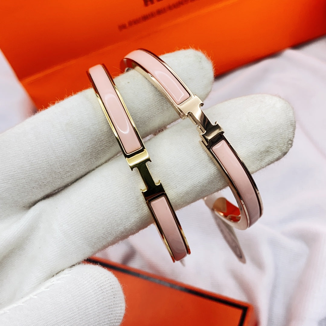 [Elara]CLASSIC HM CLIC  PINK 8MM ENAMEL BRACELET