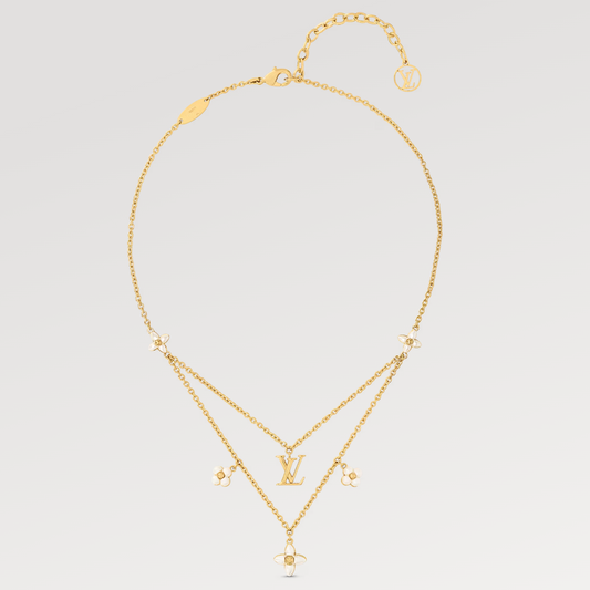 [Elara]FLOWERGRAM GOLD MOP ダブルロウネックレス