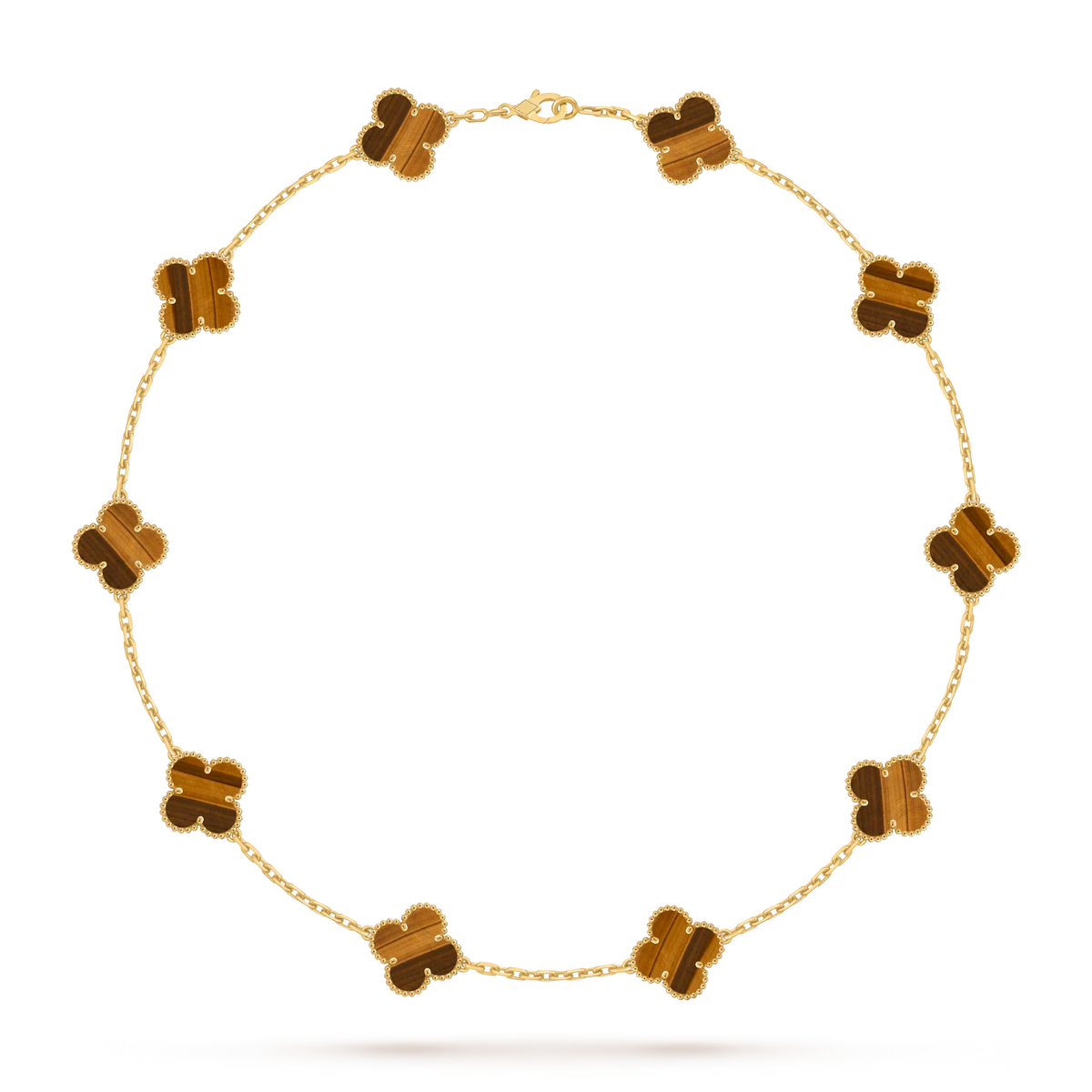 [Elara]CLASSIC LUCKY 10-MOTIF CLOVER NECKLACE GOLD COLLECTION