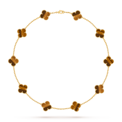 [Elara]CLASSIC LUCKY 10-MOTIF CLOVER NECKLACE GOLD COLLECTION