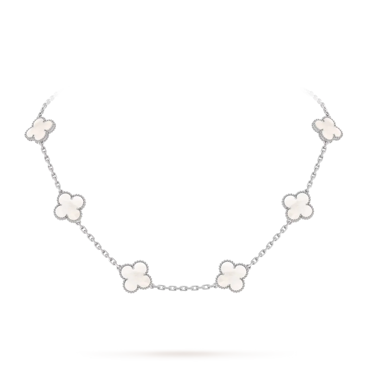 [Elara]KLASSISCHE GLÜCKLICHE 10-MOTIV-KLEE-HALSKETTE WEISSGOLD-KOLLEKTION