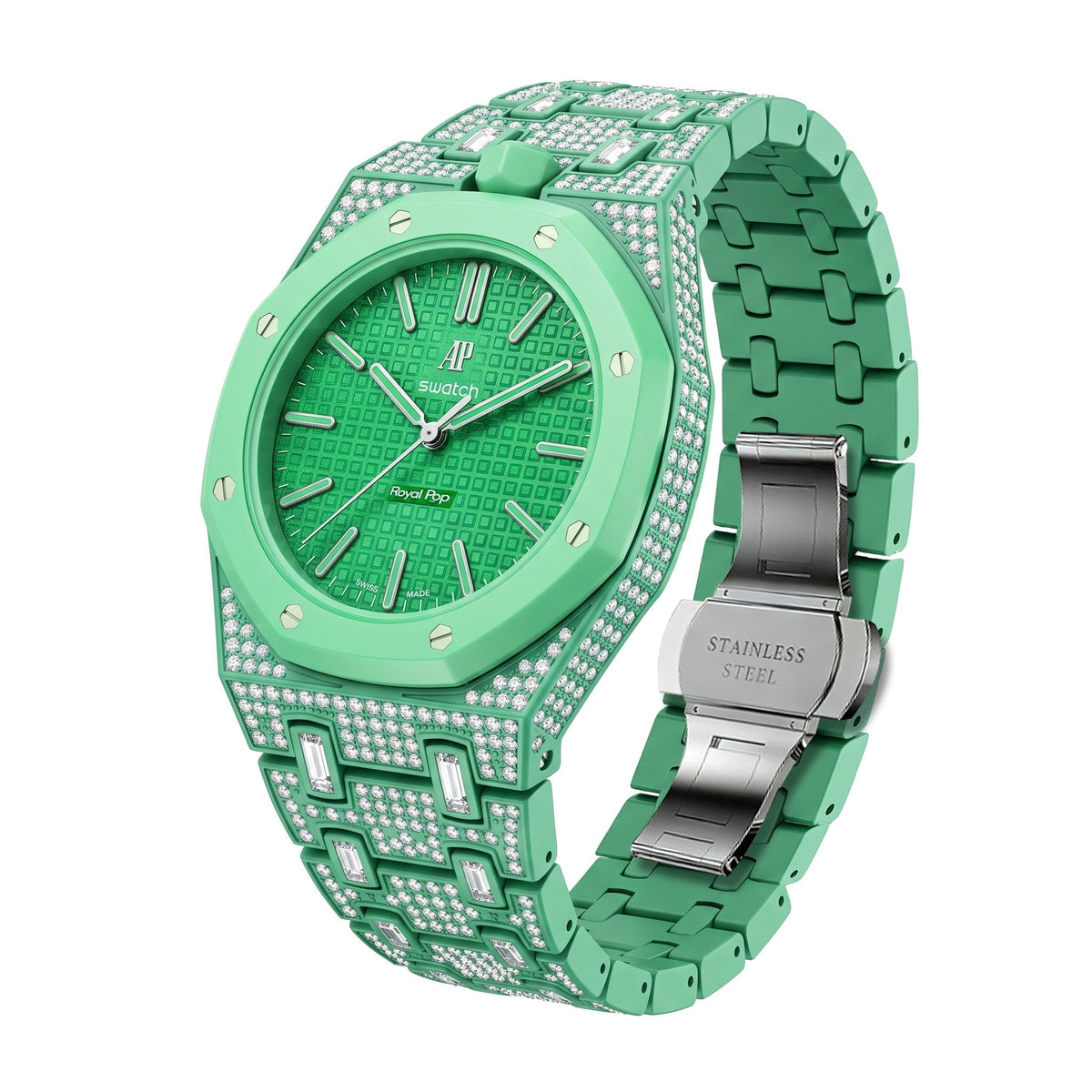 [Elara]Royal Oak Pop Exclusive Bioceramic Case & Bioceramic Strap Full Diamond