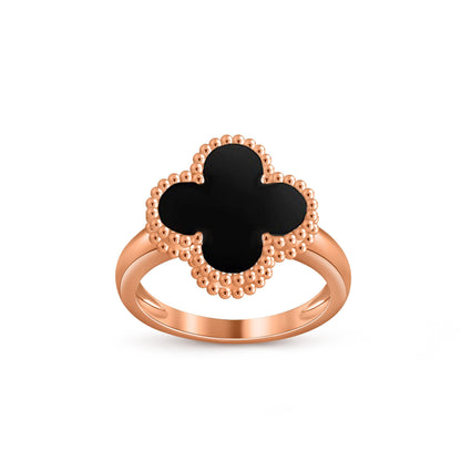 [Elara]LUCKY CLOVER VINTAGE ROSE GOLD RING COLLECTION
