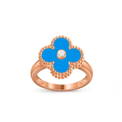[Elara]LUCKY CLOVER DIAMOND-ACCENT ROSE GOLD RING COLLECTION