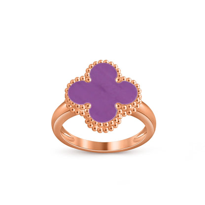 [Elara]LUCKY CLOVER VINTAGE ROSE GOLD RING COLLECTION