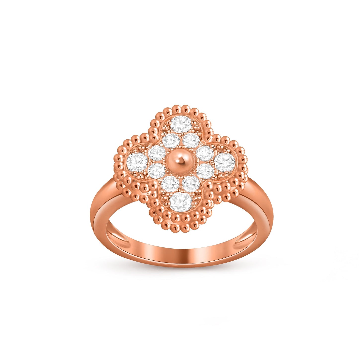 [Elara]LUCKY CLOVER VINTAGE ROSE GOLD RING COLLECTION