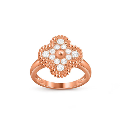 [Elara]LUCKY CLOVER VINTAGE ROSE GOLD RING COLLECTION