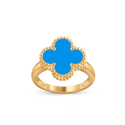 [Elara]LUCKY CLOVER VINTAGE GOLD RING COLLECTION