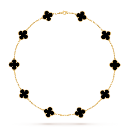 [Elara]CLASSIC LUCKY 10-MOTIF CLOVER NECKLACE GOLD COLLECTION