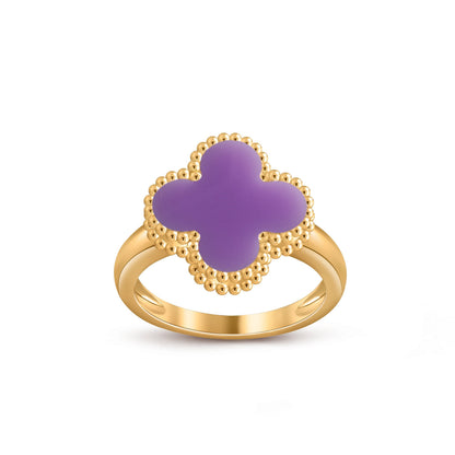 [Elara]LUCKY CLOVER VINTAGE GOLD RING COLLECTION
