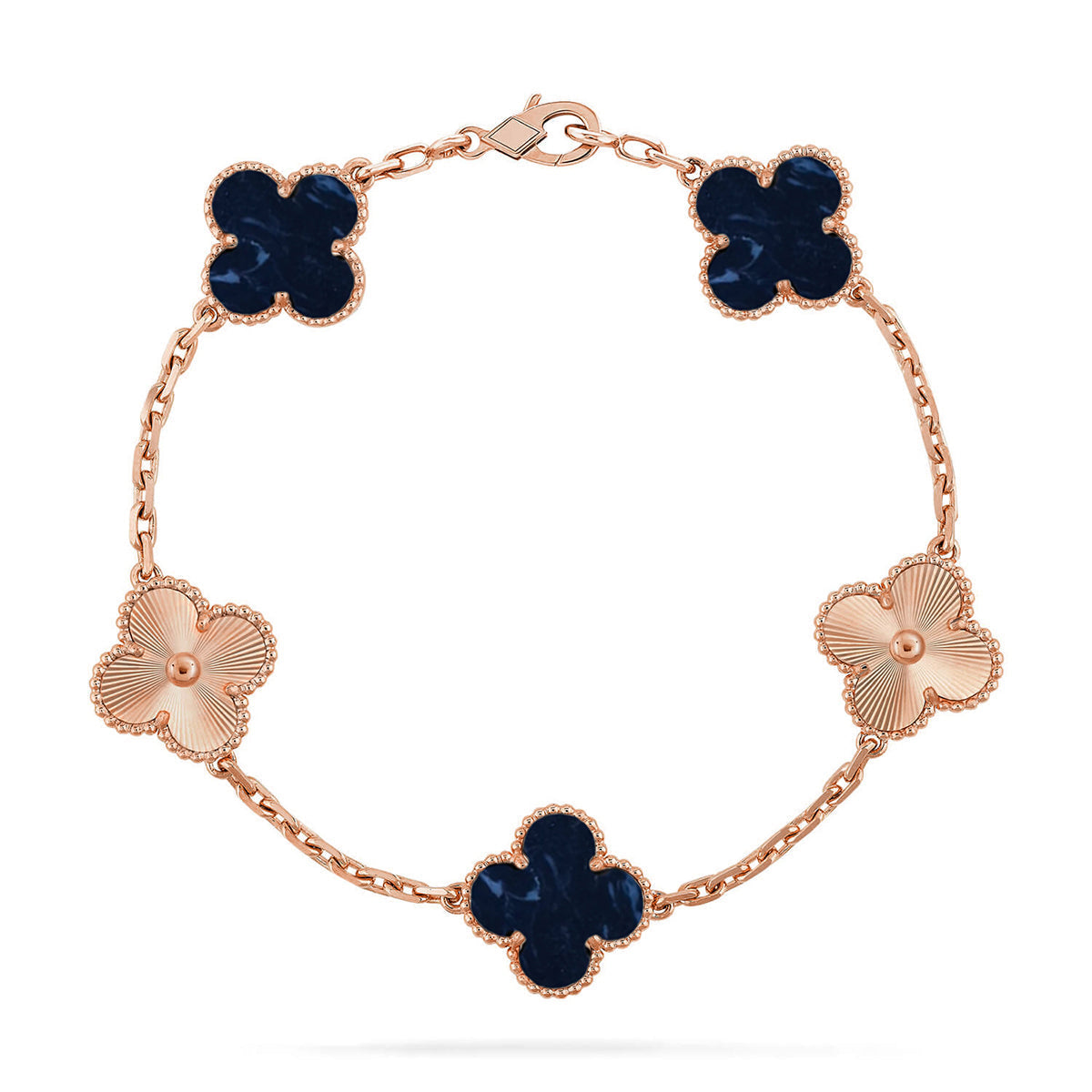 [Elara]LUCKY CLOVER 5-MOTIF BRACELET - PIETERSITE COLLECTION