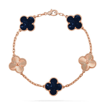 [Elara]LUCKY CLOVER 5-MOTIF BRACELET - PIETERSITE COLLECTION