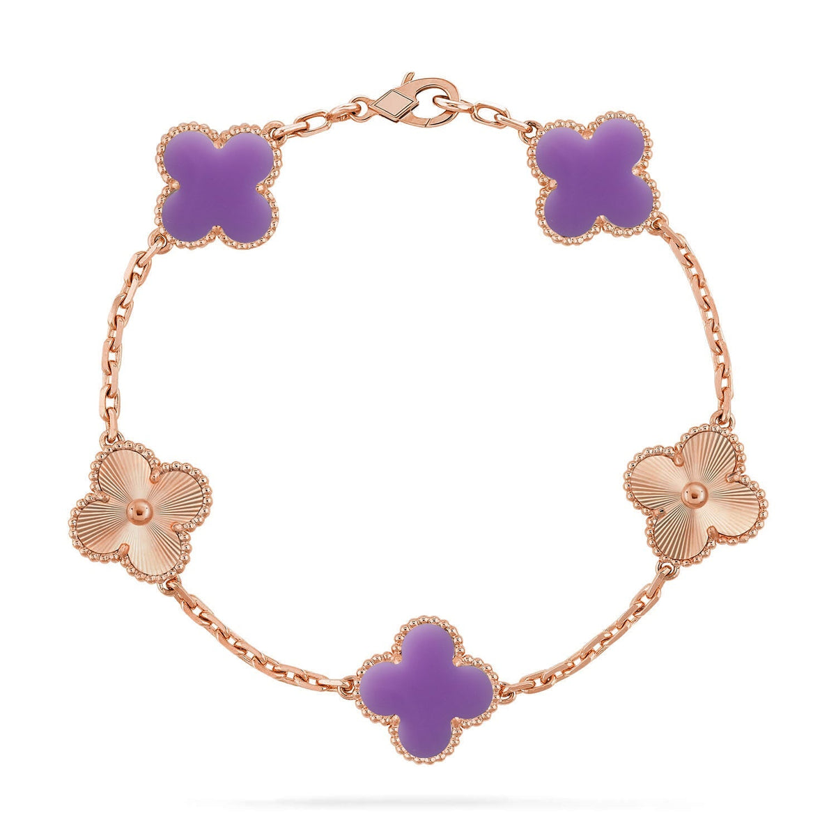 [Elara]LUCKY CLOVER 5-MOTIF BRACELET - LAVENDER COLLECTION