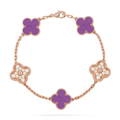 [Elara]GLÜCKSKLEE-ARMBAND MIT 5 MOTIVEN – VIOLETTE KOLLEKTION