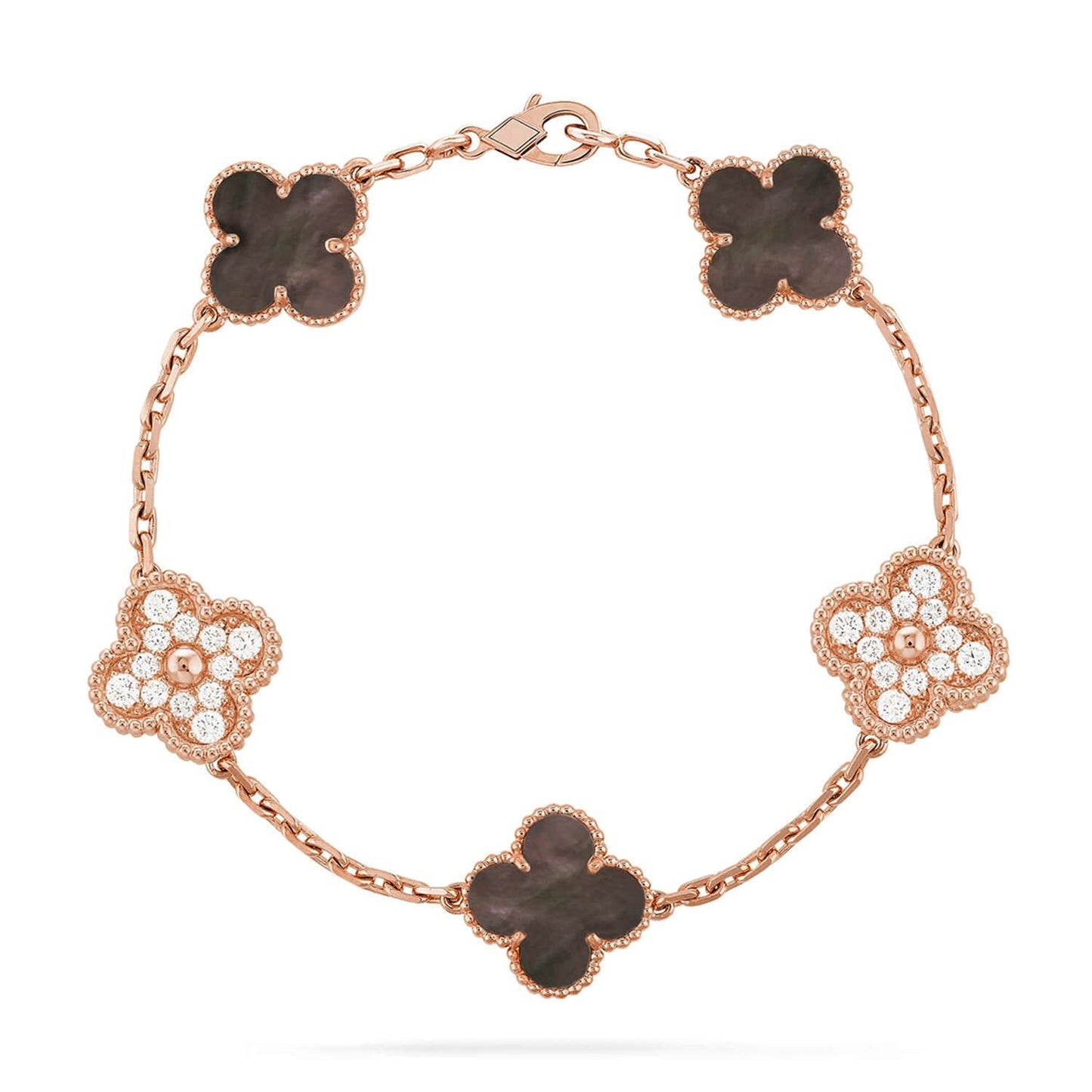 [Elara] LUCKY CLOVER 5-MOTIF BRACELET - KOLLEKTION GRAUES PERLMUTT