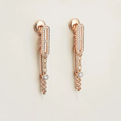 [Elara]CHAINE CHAOS DIAMOND DROP EARRINGS