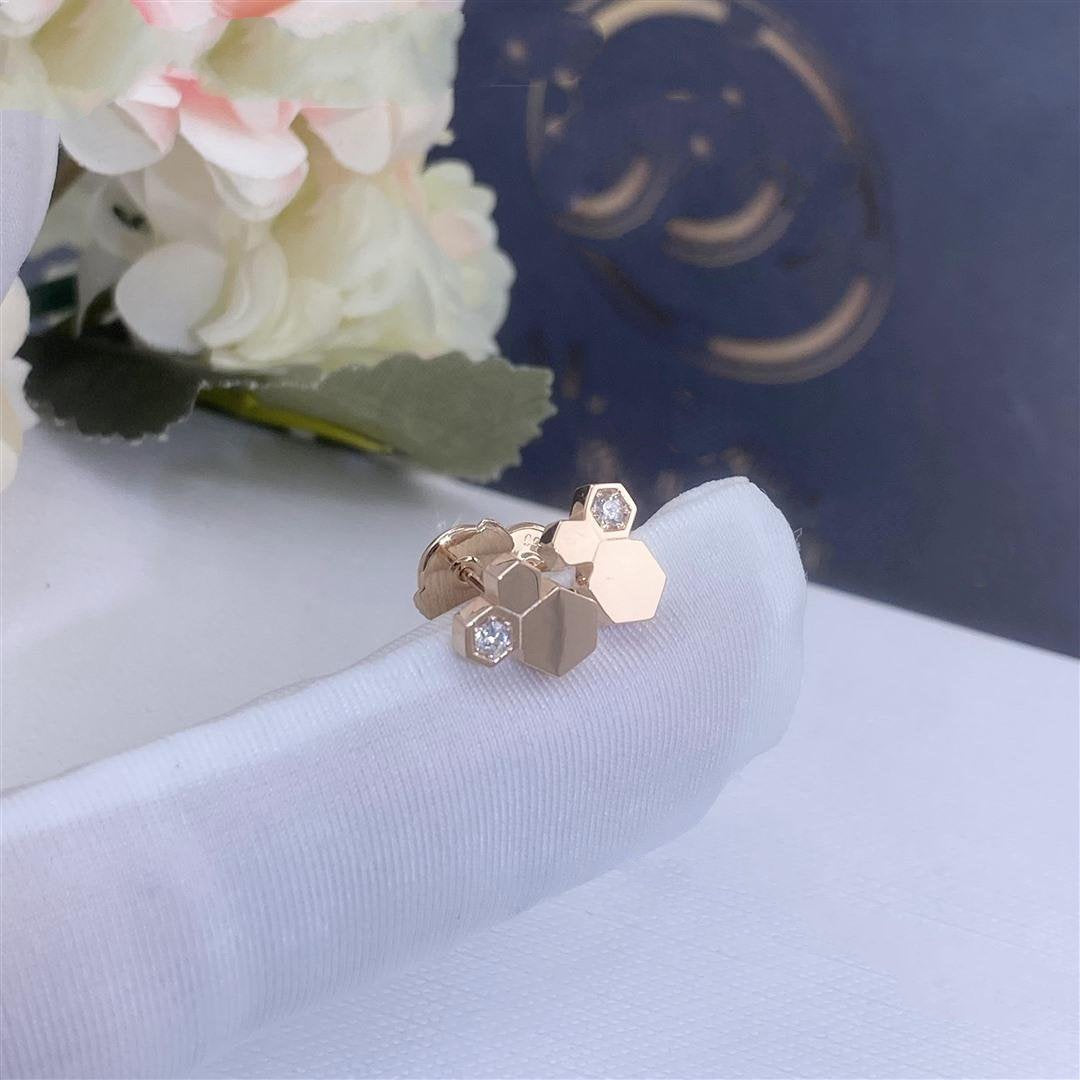 [Elara]BEE LOVE ROSE GOLD DIAMOND EARRINGS