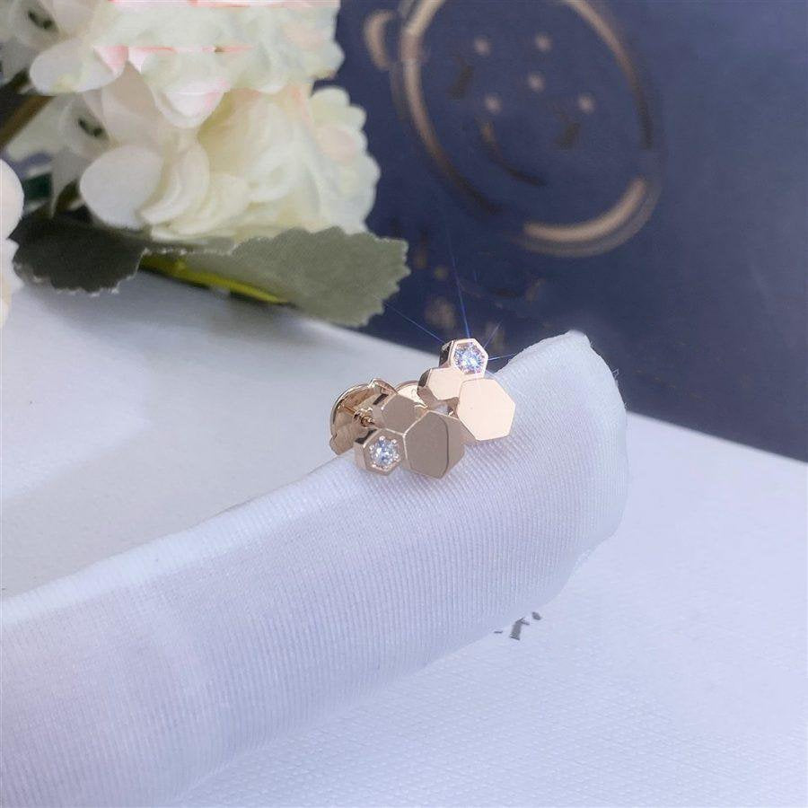 [Elara]BEE LOVE ROSE GOLD DIAMOND EARRINGS