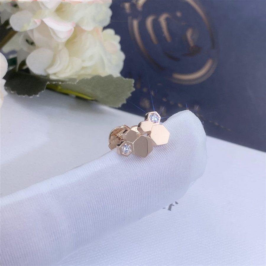 [Elara]BEE LOVE ROSE GOLD DIAMOND EARRINGS