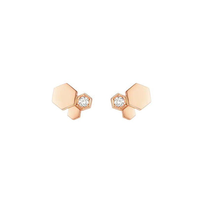 [Elara]BEE LOVE ROSE GOLD DIAMOND EARRINGS
