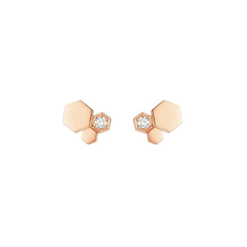 [Elara]BEE LOVE ROSE GOLD DIAMOND EARRINGS