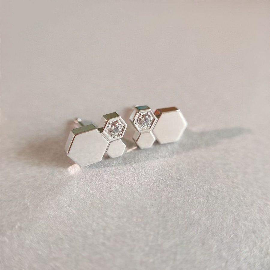 [Elara]BEE LOVE SILVER DIAMOND EARRINGS