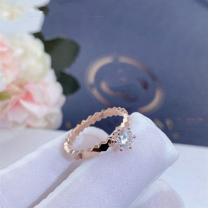 [Elara]BEE LOVE RING ROSE GOLD 1 DIAMOND