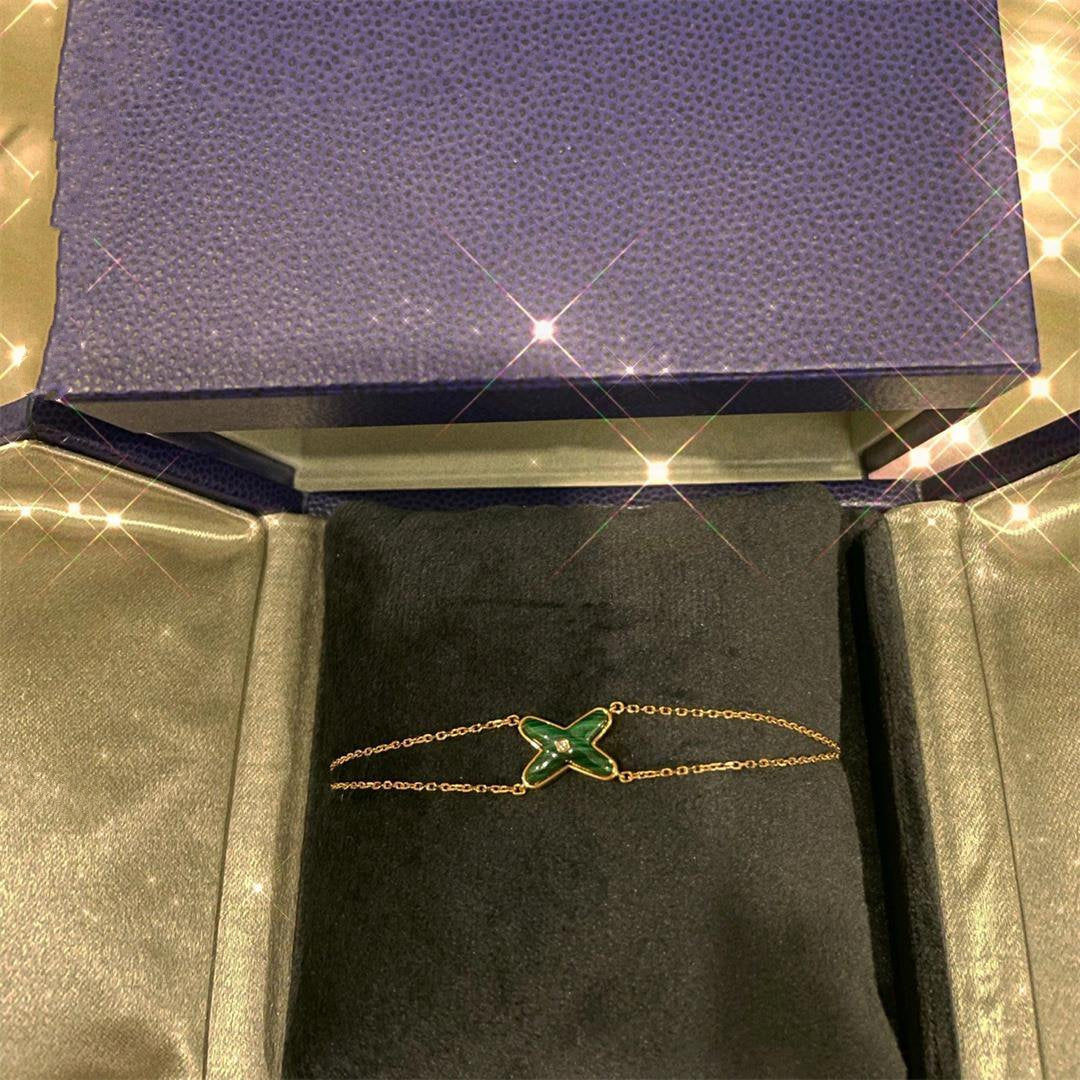 [Elara]JEUX ARMBAND MALACHIT ROSEGOLD 1 DIAMANT