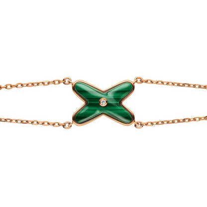 [Elara]JEUX ARMBAND MALACHIT ROSEGOLD 1 DIAMANT