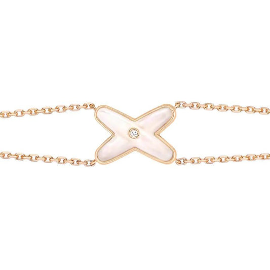 [Elara]JEUX BRACELET WHITE MOP ROSE GOLD 1 DIAMOND