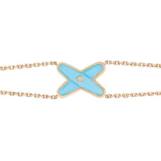 [Elara]JEUX ARMBAND TÜRKIS ROSÉGOLD 1 DIAMANT
