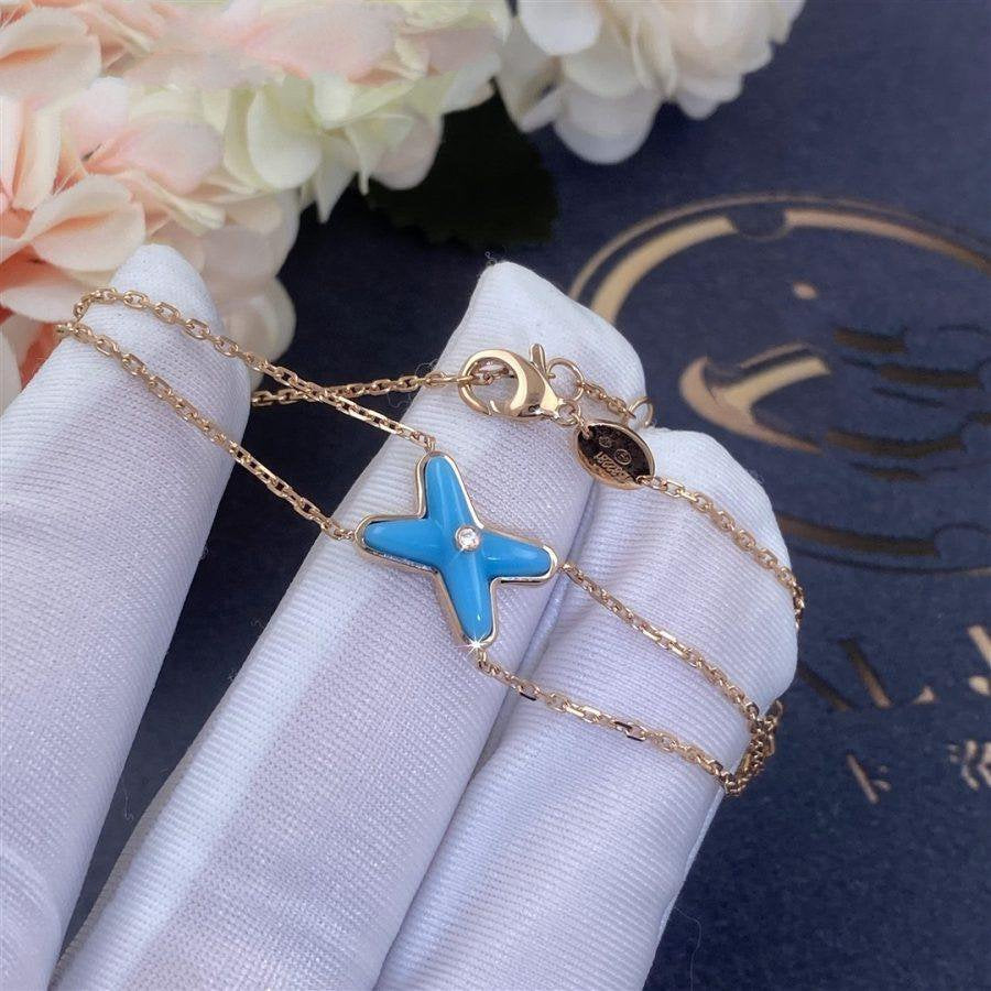 [Elara]JEUX BRACELET TURQUOISE ROSE GOLD 1 DIAMOND