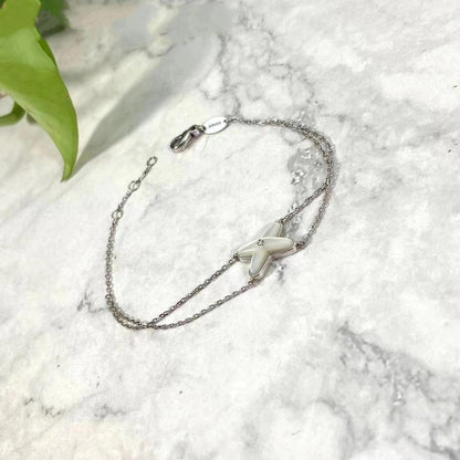 [Elara]JEUX ARMBAND WEISS PERLMUTT SILBER 1 DIAMANT