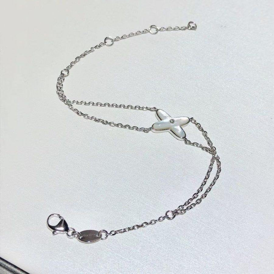 [Elara]JEUX ARMBAND WEISS PERLMUTT SILBER 1 DIAMANT