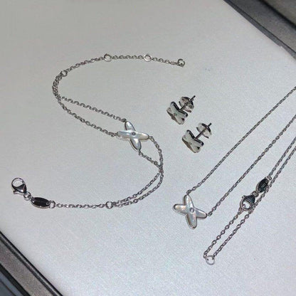 [Elara]JEUX ARMBAND WEISS PERLMUTT SILBER 1 DIAMANT