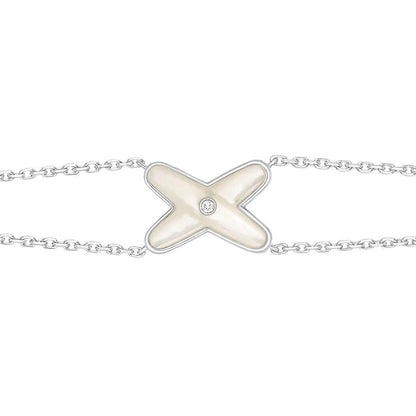 [Elara]JEUX ARMBAND WEISS PERLMUTT SILBER 1 DIAMANT