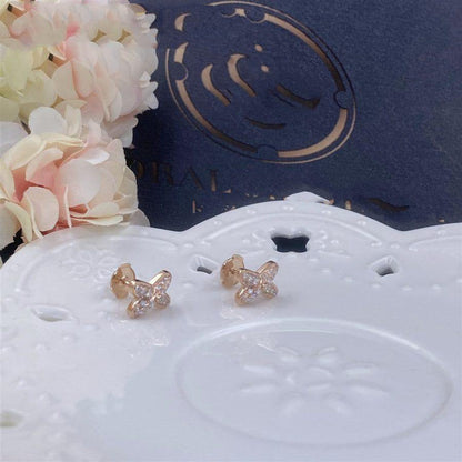 [Elara]JEUX DE ROSE GOLD DIAMOND EARRINGS
